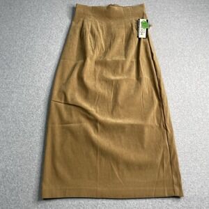 Vintage Joanna Stretch Skirt Women's Small Pleated Back Zip Slit. NWT Tan